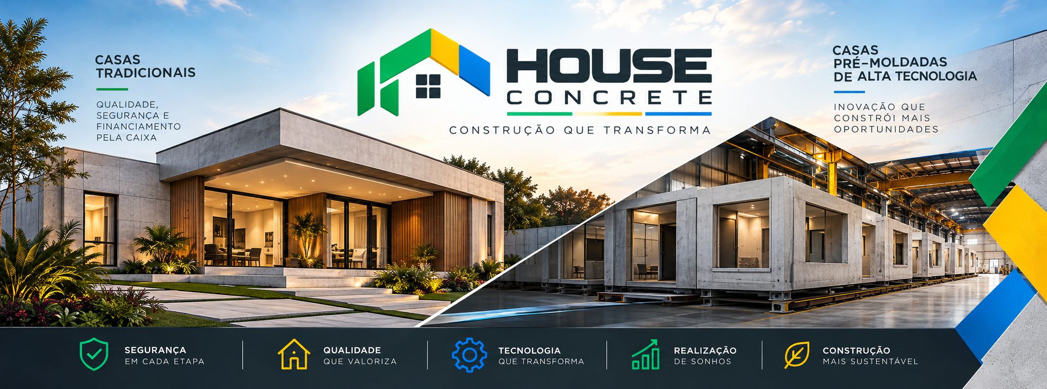 House Concrete: casas tradicionais e casas pré-moldadas de alta tecnologia